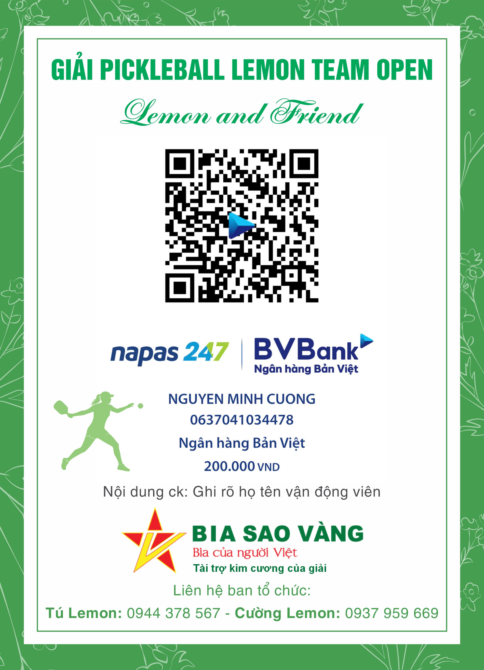 Thông tin chuyển khoản Lemon Team